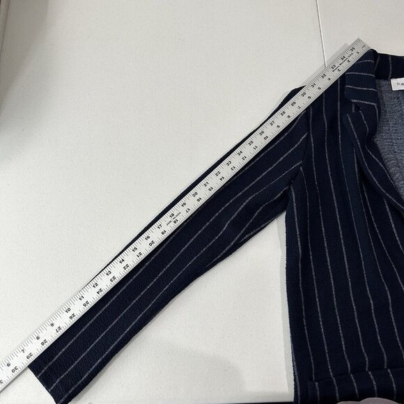 Harlyn Anthro Womens Jacket Extra Small Blue Pinstripe Longline Blazer Cardigan - Picture 8 of 16